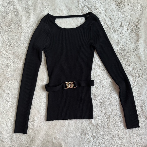 NWOT RIVER ISLAND RIBBED BACKLESS TOP WITH GOLD BUCKLE DETAIL - Picture 8 of 9